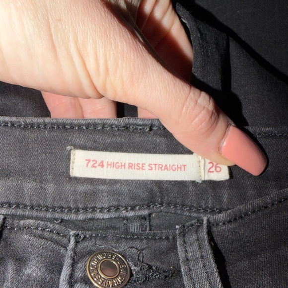 Elegant Elegant Levi Strauss, dark denim 724 high rise Black Straight Leg Women' - Picture 7 of 7